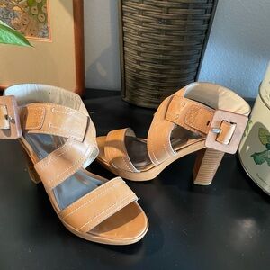 Coach Tan Leather Strappy High Heel Sandals - Women